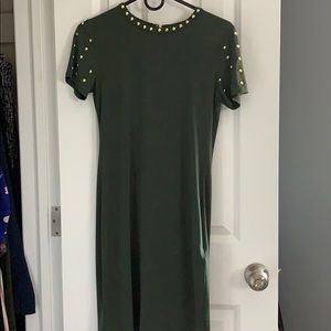 Never worn! MK olive dress w. gold grammets